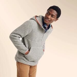 MADEWELL Polartec Thermal Pro Pullover Fleece Hoodie Sherpa Half Zip Cozy Gray